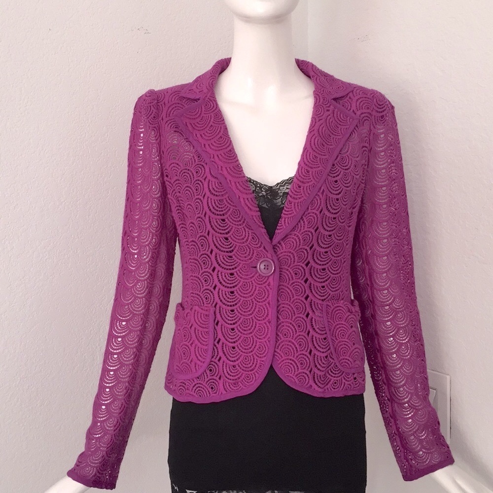 nanette lepore purple lace blazer